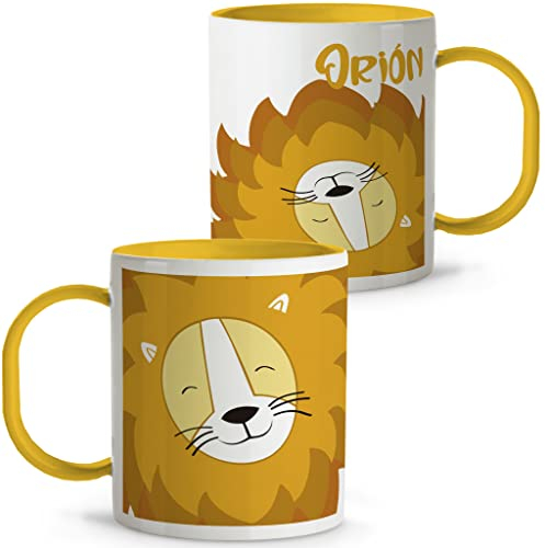 Tazza Colazione Bambini. Tazza per Bambini. Tazza Personalizzata. Bicchieri Plastica Dura. Senza BPA. 330 ml. Amico del Leone