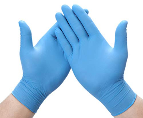 Disposable Vinyl Gloves, 100Pcs, Blue, Powder Free, Latex Free, Extra Strong, Multi-Purpose for Kitchen, Food Safe, Non-Sterile All Purposes (Small)