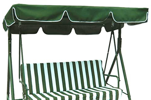 Swing Chair Canopy Replacement, 600D Waterproof Thickened Oxford Cloth Replacement Canopy for Garden Swing 2/3 Seater (2 seater 142 * 120 * 15CM,Green)