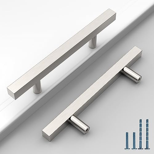 Astrée 10 Pack 96mm Brushed Satin Nickel Kitchen Handles - Stainless Steel Cupboard Handles for Cabinets, Doors, Drawers & Wardrobes