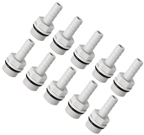 PATIKIL 10mm Innesto x 3/8 G Maschio Filo Tubo Raccordo, 10pz PVC Adattatore Barb Tubo Connettore per Acqua Tubo, Grigio