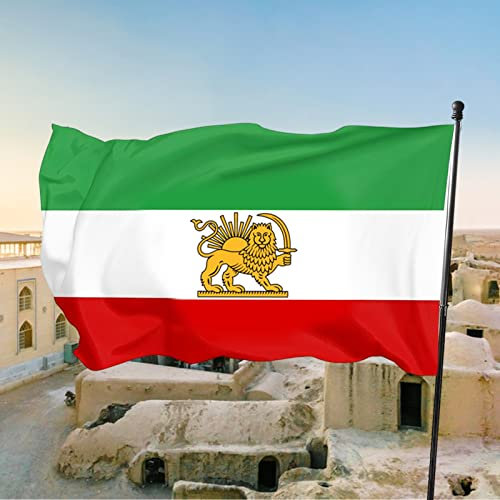 Bandera de Irán, 90 x 150 cm, bandera de León Real de Irán, poliéster, tres tamaños, bandera de Irán, resistente a la luz, para jardín interior y exterior (150 x 240 cm, B)