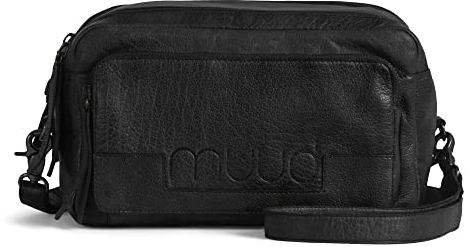 muud Stavanger handgefertigte Crossbody-Stricktasche/Umhängetasche aus Leder Black