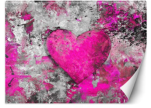 Feeby Fototapete Liebe Herz 300x210 cm Rosa XXL Vlies Wandtapete Tapeten Wohnzimmer Schlafzimmer Jugendzimmer Moderne Design Wandbild Wand Dekoration Abstraktion malen