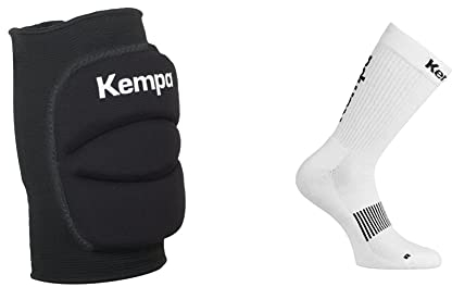 Kempa KNIE INDOOR SUPPORT GEPOLSTERT, Knie-Schoner, 1 Paar & LOGO CLASSIC SOCKEN, Sportsocken, Tennissocken, Rechts-Links-Socken, Strümpfe für Herren, Damen, Kinder, 1 Paar
