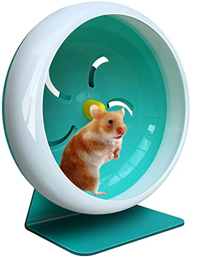 Roue silencieuse pour hamster, roue silencieuse, roue d'exercice super silencieuse, support réglable pour hamster, gerbilles, souris, petit animal de compagnie (bleu)