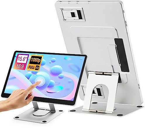 JoyReal Écran tactile 10 points 15,6 pour ordinateur portable 1080p FHD Portable Double moniteur rotatif avec clavier virtuel Support pliable pour MacBook, Windows, PC, bureau, vente au détail