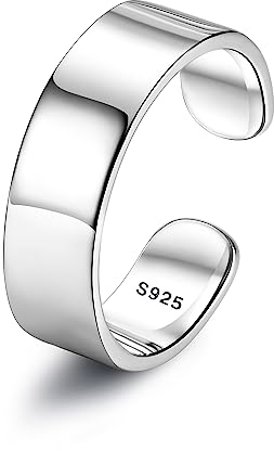 Chriscoco 925 Silber Ringe für Damen Verstellbare Ring Bandring Verlobungsring Eheringe Daumenring Verstellbar Offener Ring für Damen Herren 6MM