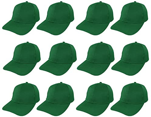Carnavalife Gorra de Béisbol Ajustable de Estilo Polo Clásico Deportivo Casual de Color Liso Suave y Transpirable Unisex para Adultos y Niños Modelo JDH-1 (Verde Bosque, Pack 12 * Niño)