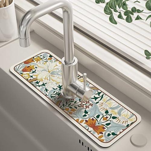 2pcs Fantasy Style Faucet Draining Mat, Faucet Absorbent Mat For Kitchen Sink, Diatom Mud Sink Faucet Absorbent Mat, For Bathroom & Kitchen (A)