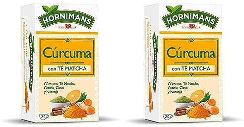 Hornimans Infusión de Cúrcuma con Té Matcha 100% Natural | 20 bolsitas | ConTeína (Paquete de 2)