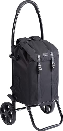 Meister Black Edition 6816850 - Trolley per la spesa, 45 litri, zaino e telaio separati come carrello/shopper pieghevole, carrello della spesa