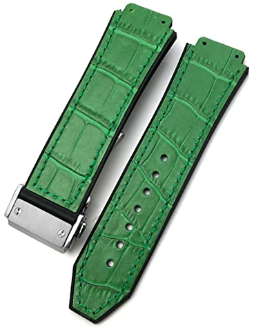 HAODEE Für Hublot Uhrenarmband Rindsleder Gummi Uhrenarmband 25-19mm Kalbsleder Armbänder Sport Männer und Frauen Uhrenarmbänder, 25-19mm, Achat