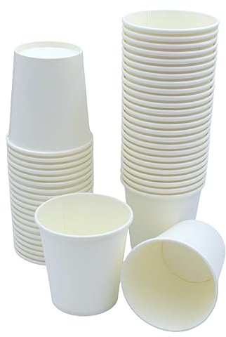 Sunrise Packaging 50 x 7oz White Paper Cups for Hot & Cold Drinks Single Wall Disposable Coffee/Tea Paper Cups Biodegradable Leak-Resistant Eco-Friendly