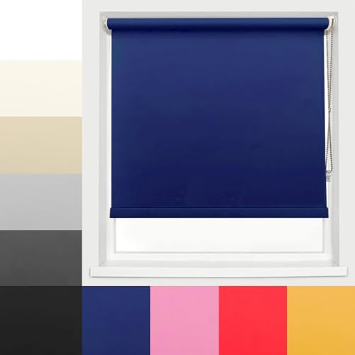 Ev Dekor Roller Blinds - Navy | Blue 60 Width 165 cm Drop, Thermal Blackout Roller Blind Insulated UV Protection Child Safe Premium Fabric Home Office Window Blinds