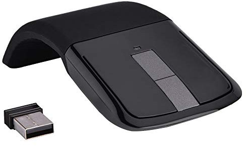 Bewinner Souris Tactile Arc sans Fil Pliable 2.4GHz, Récepteur USB pour Ordinateur Portable, (Black)