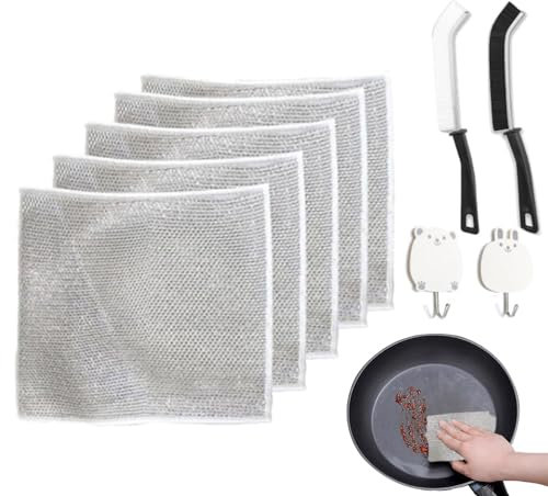 MAYJAI Paño de Cocina de Alambre Multifuncional antiarañazos | Paño de Malla Multiusos,Trapos para Lavar Platos de Secado rápido, Accesorios de Cocina Reutilizables para Olla, Fregadero, sartén