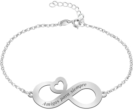 MI JOYA PERSONALIZADA - Pulsera Infinito Mujer Plata Personalizada con Nombres, Hasta 4 - Regalo original para novia, madre o abuela (Infinito Mensaje)