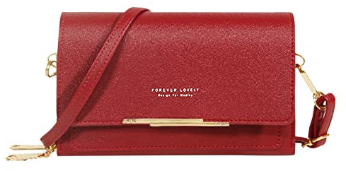 Aigner Taschen Damen Rot Damen Lässige Umhängetasche mit verstellbarem Riemen Umhängetasche mit sichtbarem Handyfenster Geldbörse Handytasche Ski Taschen 2 Paar (A, One Size)