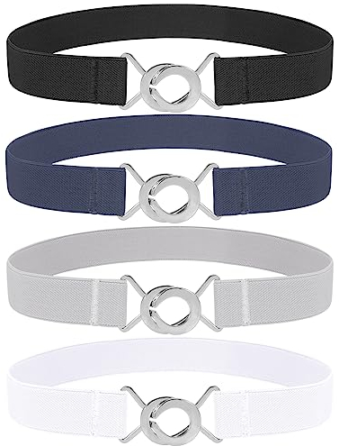 LEACOOLKEY Elastische Gürtel Schmal Damen Männer Stretchgürtel Skinny Taille Gürtel dünnen Gürtel für Kleid Jeans