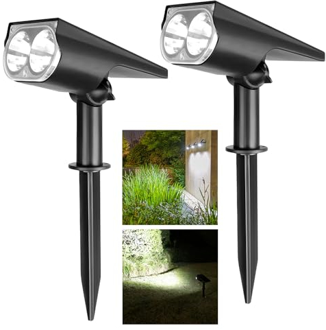 2 Stück Solarlampen für Außen Garten, IP65 Wasserdicht Solar Gartenleuchten mit 3 Helligkeitsmodi, Kann der Wand Montiert Werden 650lm Moderne Garten Solarleuchten für Terrassen, Zäune, Wege