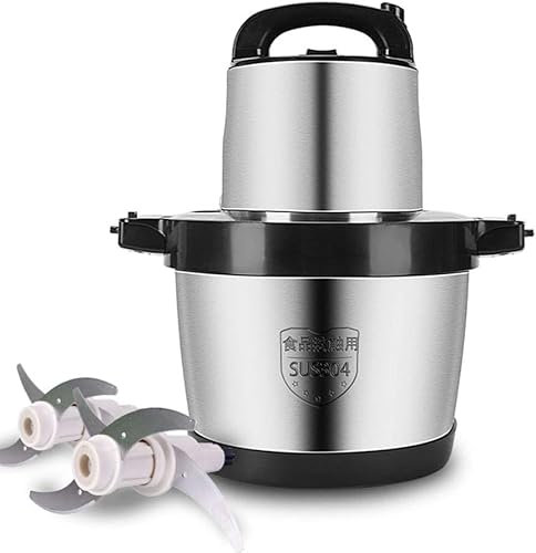 Meat Grinder, Food Processor 6L Stainless Steel Food Chopper For Meat, Vegetables, Fruits, Stainless Steel Bowl And 4 Sharp Blades, 1000W, Large Capacity Meat Grinder For Chopping Vegetables (6L)