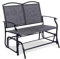 Backyard Expressions 2-Person Outdoor Glider Bench, Patio Double Swing Rocking Chair Loveseat w/Powder Coated Steel Frame for Backyard Garden Porch, Black Frame - Heathered Grey Sling Fabric