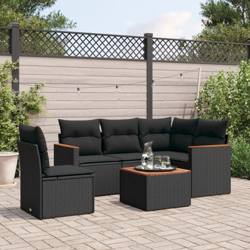 Gecheer 6-TLG. Gartenlounge Set, Balkonlounge Set, Terrassensofa, Loungemöbel Polyrattan, Polyrattan Gartenmöbel, Garten Sofa Set, Kissen