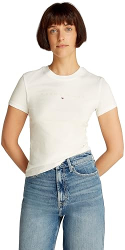 Tommy Jeans Damen T-Shirt Kurzarm Essential Rib Slim Fit