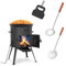 Ø36cm Uchag 2mm stahl Utschak Utschag Feldküche 12L Kazan Kasan (flacher boden) Feuerstelle Campingofen Außenküche Eintopfofen mit Schaumkelle Suppenkelle Grillfächer