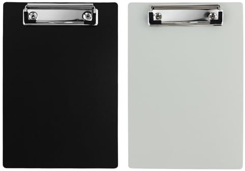 HXMJIED Klemmbretter aus Kunststoff, A5, Briefgröße, Mini-Klemmbretter mit niedrigem Profil-Clip, 15,2 x 22,9 cm, Schwarz, 2 Stück