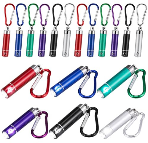 Kssvzz 18 Stück Mini Taschenlampe Schlüsselanhänger, Mehrfarbige Aluminium-Taschenlampe für Kinder, Mitgebsel Kindergeburtstag 6 7 8 9 10 11 12 Jahre