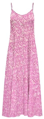 ONLY Onlnova Life Vis Gigi Long Dress AOP Abito Lungo, Rosa Shocking, L Donna