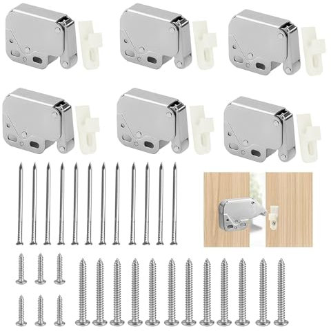 6 Stück Federschnäpper Türschnapper Latch, Mini Automatische Federverriegelung, Möbel Schnäpper Türschloss mit Schrauben, Druckverschlus für Fenstern, Schuppen, Tor, Schranktüren