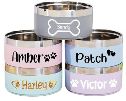 Personalized Pet Bowl With Name, Personalised Stainless Steel Dog Bowl, Custom Non-Slip Stainless Steel Dog & Cat Food And Water Feeding Bowl, Gift For Animal Moms, Dog Food Bowl, Pet Gift(16cm)