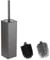 BGL Toilet Brush and Holder Grey, Silicone Toilet Brush Holder 2 Brush Heads, Aluminum Square Loo Brush for Bathroom Cleaning, Toilet Brushes