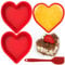 3 Pcs Silicone Heart Shaped Cake Tin, 10 Inch/27CM Love Heart Cake Tin Heart BPA Free Heart Cake Mould, Nonstick & Reusable Red Heart Baking Pan with Scraper for Muffin Cake Cheesecake Chiffon Pudding