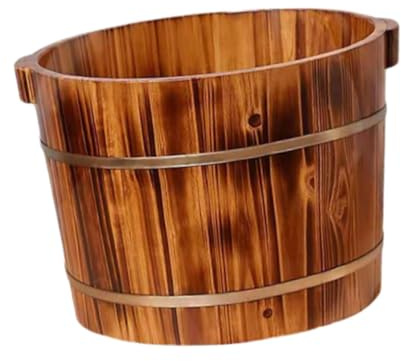 Milageto Fußbadewanne aus Holz, Fußbecken aus Holz, Fußbadewanne mit Doppelgriff, Waschbad, Fußbadewanne, Wanne für die Sauna, den Heimgebrauch, L