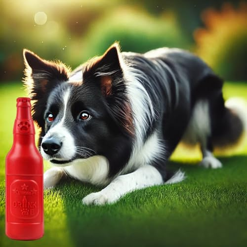 letsgetfun Wine Bottle Dog Toy, Cute Dog Toys for Aggressive Chewers, Bottle Chew Toys for Dogs, Interactive Dog Toys for Large/Medium/Small Dogs to Keep Busy, New-Red