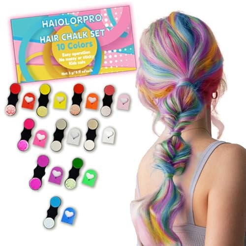 HaiolorPro Gessetti Colorati per Capelli, 10 Lavabile Lacca Colorata per Capelli, Spray Colorante per Capelli Dai 4 Ai 15 Anni, Colore Capelli Temporaneo, Regali di Natale per Bambini