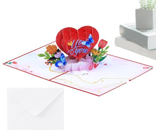 Grußkarte Love Heart Glückwunschkarte in | Pop-up-Grußkarten zum Valentinstag denkt an dich, romantische Pop-Up Hochzeitskarte für den