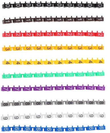 KJUUQBZL Cable Marker 150 Pcs Electrical Sticker Wire Number Label Multicolor Cable Markers Labeler Electric 0- Tie Clip-on Self- Adhesive Electric(0.60X0.40X0.30CM)