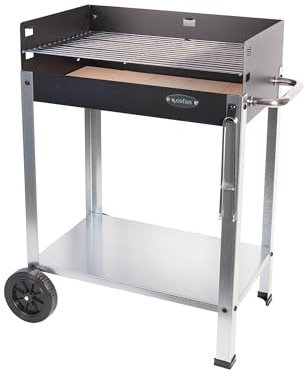 Cofan Barbacoa de carbón con ruedas | Parrilla ajustable | Con ladrillo refractario y asa lateral | Fácil transporte | Gran superficie de asado | Medidas: 56,7 x 36 x 83 cm