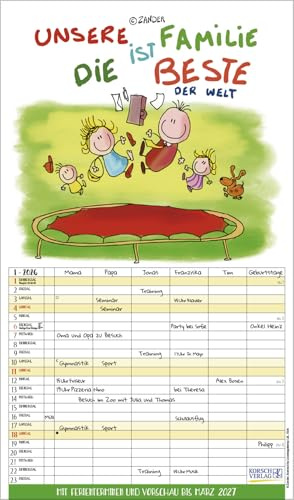 Unsere Familie ist die beste! - Familienplaner 2026 für 5 Personen - Korsch-Verlag - Kalender mit 6 Spalten zum Eintragen - 27 cm x 46 cm