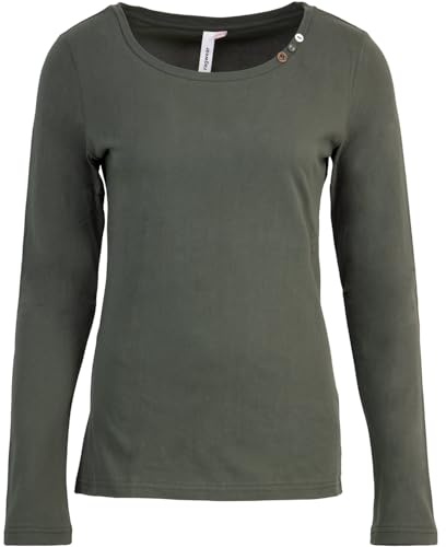 Ragwear Fllorah Long GOTS Longsleeve Damen (DE/NL/SE/PL, Alphanumerisch, S, Regular, Regular, Dark Olive)