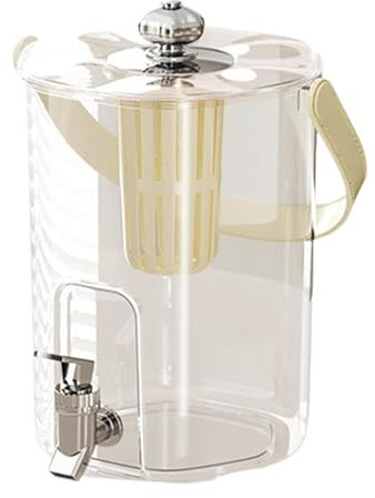 Gralara Contenedor de Bebidas frías, Capacidad de 5 litros, Acero Inoxidable, picnics y barbacoas, Mango de Crema, Individual