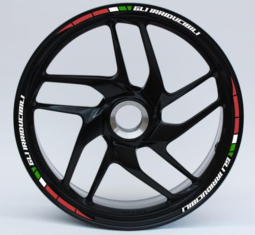 Adesivi Cerchi Moto 17 Pollici – Kit per 2 Ruote BANDIERA ITALIANA– stickers rims Lucidi Resistenti a Sole e Pioggia – Decorazioni per Cerchioni Moto D0145