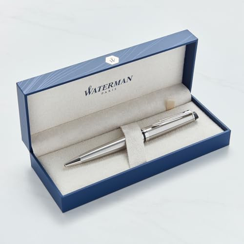 Personalised Waterman Expert Pen – Luxury Engraved Writing Pen Gift for Men & Women – Premium Business, Graduation & Birthday Gift (Stainless Steel Chrome Trim Ballpoint Pen)