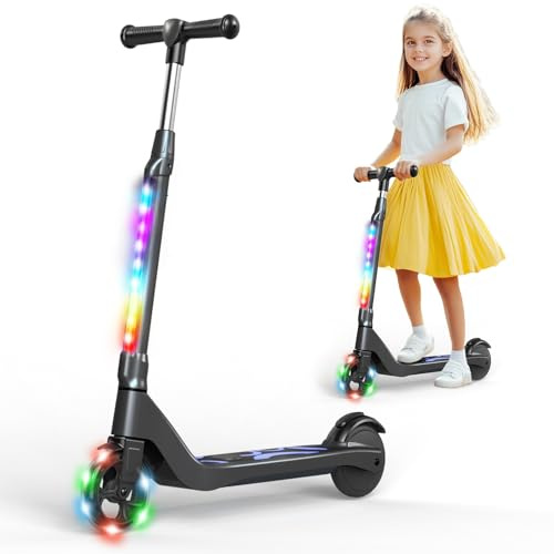 SISIGAD E Scooter Kinder für 6-8-10 Jahre Kinderroller | E Roller Kinder 5.3 Zoll, Blinkende LED-Leuchten, 3 Einstellbare Höhe, 45W Motor Max 10km/h, Maximale Belastung 70kg