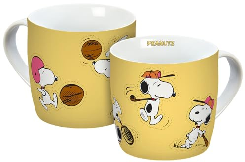Tasse Peanuts Persistence 300ml, Porzellantasse, Kaffeetasse, Kindertasse, Porzellan, gelb, Gedalabels